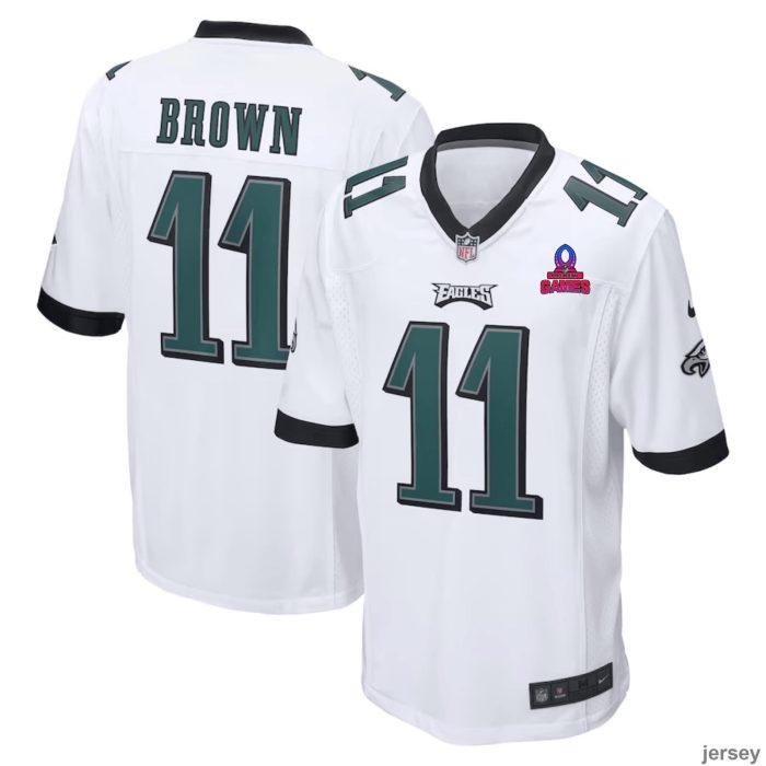 A.J. Brown 11 Philadelphia Eagles 2024 Pro Bowl Patch Game Men Jersey - White