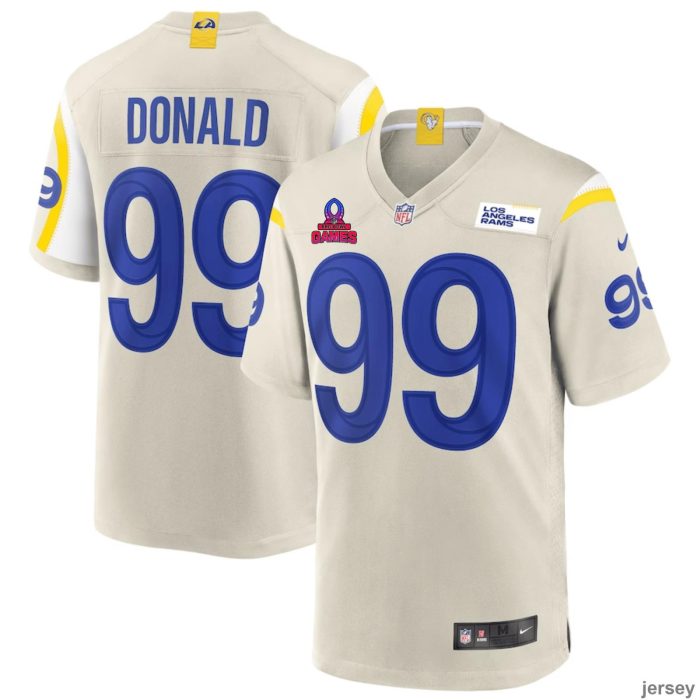 Aaron Donald 99 Los Angeles Rams 2024 Pro Bowl Patch Game Men Jersey - Bone