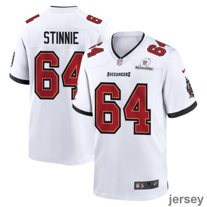 Aaron Stinnie 64 Tampa Bay Buccaneers 2024 Divisional Patch Game Men Jersey - White