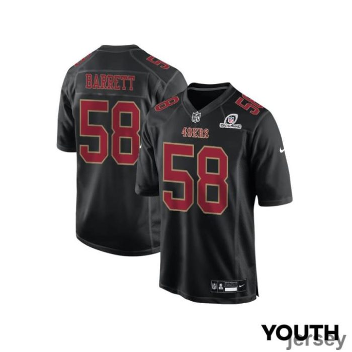 Alex Barrett 58 San Francisco 49ers 2024 Divisional Patch Fashion Game YOUTH Jersey - Carbon Black