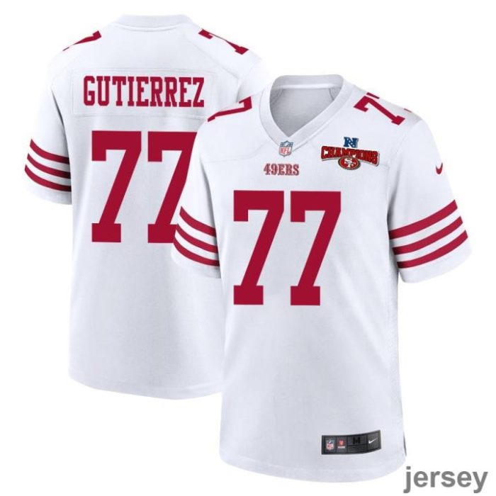 Alfredo Gutierrez 77 San Francisco 49ers NFC Champions Patch Game Men Jersey - White