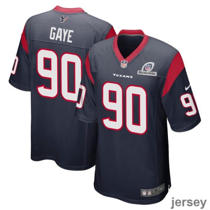 Ali Gaye 90 Houston Texans 2024 Divisional Patch Game Men Jersey - Navy