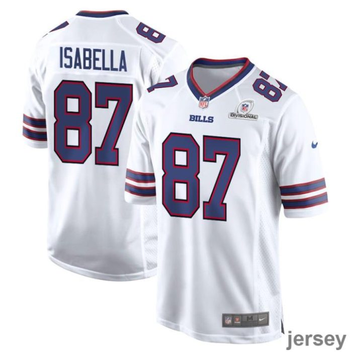 Andy Isabella 87 Buffalo Bills 2024 Divisional Patch Game Men Jersey - White