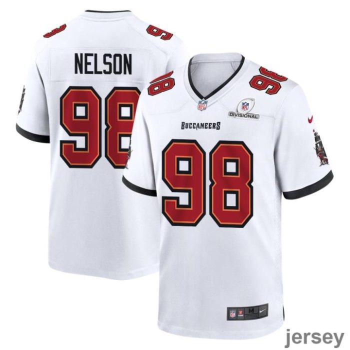 Anthony Nelson 98 Tampa Bay Buccaneers 2024 Divisional Patch Game Men Jersey - White