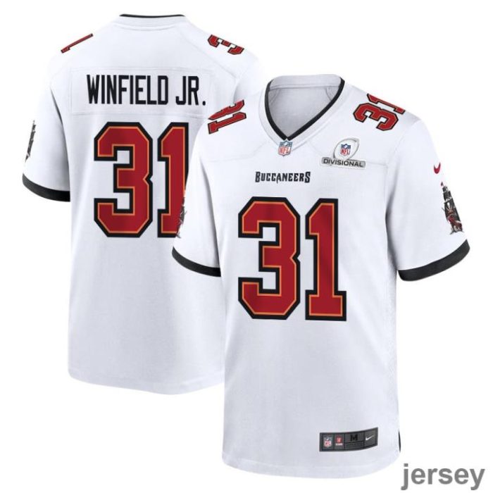 Antoine Winfield Jr. 31 Tampa Bay Buccaneers 2024 Divisional Patch Game Men Jersey - White