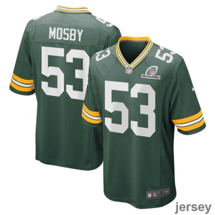 Arron Mosby 53 Green Bay Packers 2024 Divisional Patch Game Men Jersey - Green