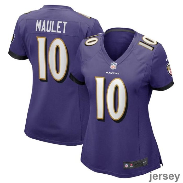 Arthur Maulet 10 Baltimore Ravens Women Game Jersey - Purple