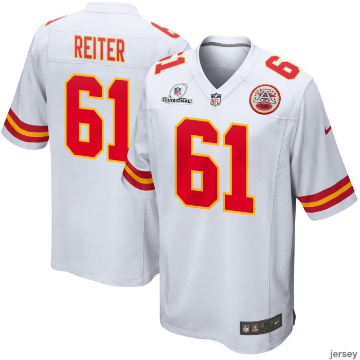 Austin Reiter 61 Kansas City Chiefs 2024 Divisional Patch Game Men Jersey - White