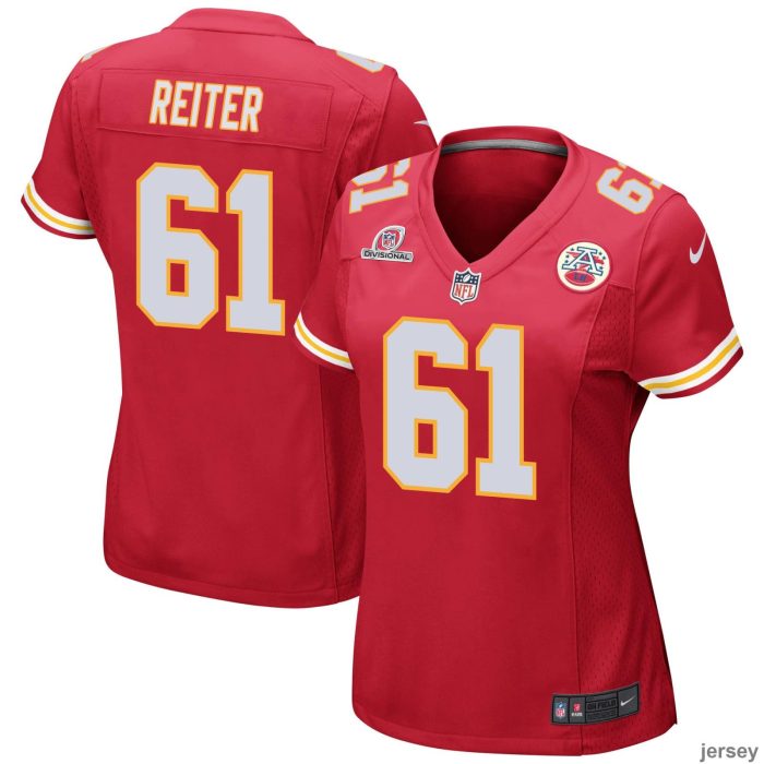 Austin Reiter 61 Kansas City Chiefs 2024 Divisional Patch Game Women Jersey - Red