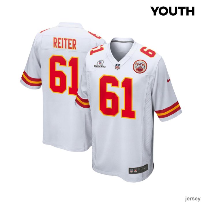 Austin Reiter 61 Kansas City Chiefs 2024 Divisional Patch Game YOUTH Jersey - White