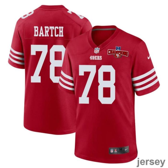 Ben Bartch 78 San Francisco 49ers NFC Champions Patch Game Men Jersey - Scarlet