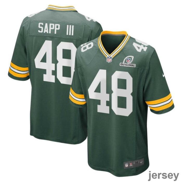 Benny Sapp III 48 Green Bay Packers 2024 Divisional Patch Game Men Jersey - Green