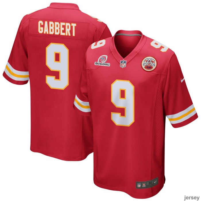 Blaine Gabbert 9 Kansas City Chiefs 2024 Divisional Patch Game Men Jersey - Red