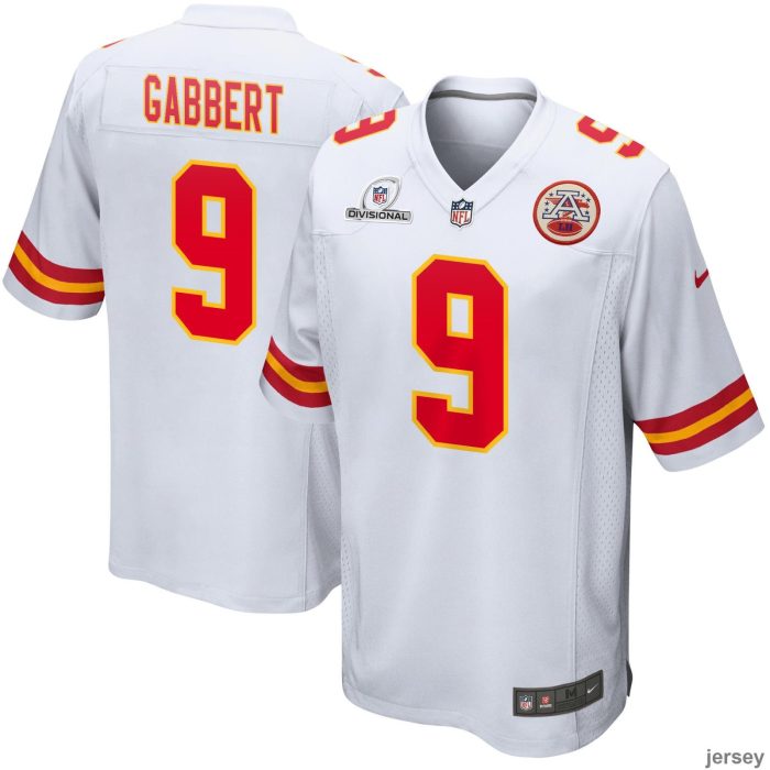 Blaine Gabbert 9 Kansas City Chiefs 2024 Divisional Patch Game Men Jersey - White