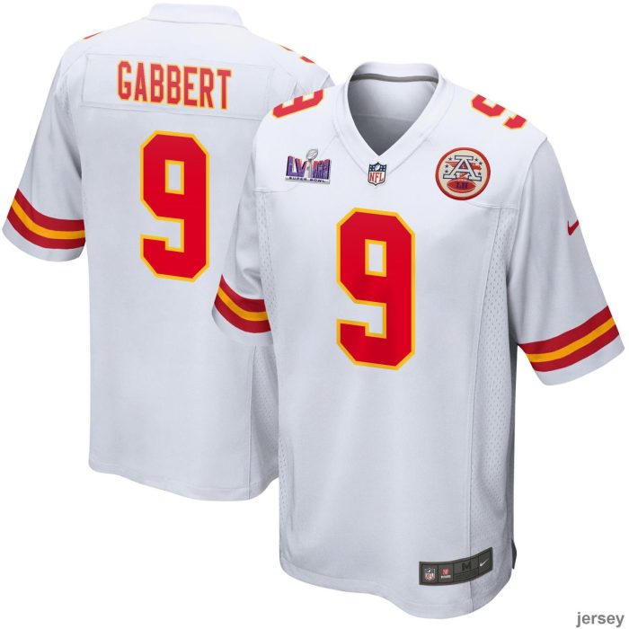 Blaine Gabbert 9 Kansas City Chiefs Super Bowl LVIII Patch Game Men Jersey - White