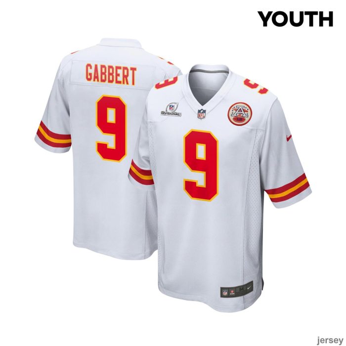 Blaine Gabbert 9 Kansas City Chiefs Super Bowl LVIII Patch Game YOUTH Jersey - White