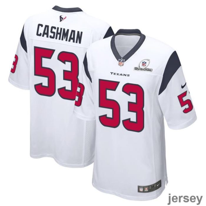 Blake Cashman 53 Houston Texans 2024 Divisional Patch Game Men Jersey - White