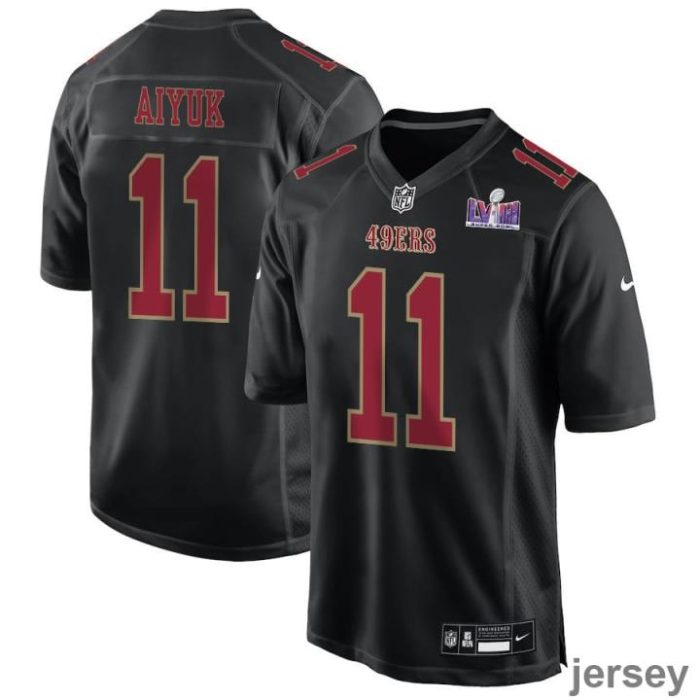 Brandon Aiyuk 11 San Francisco 49ers Super Bowl LVIII Patch Fashion Game Men Jersey - Carbon Black