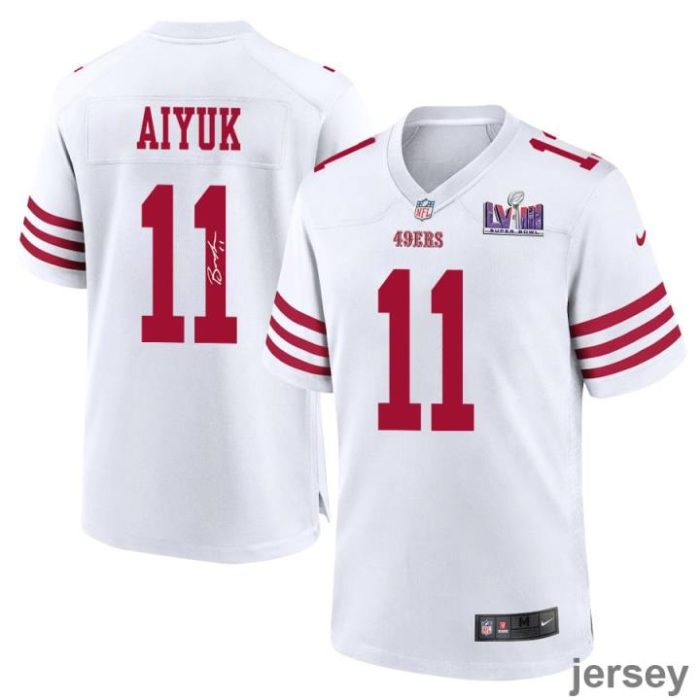 Brandon Aiyuk 11 Signed San Francisco 49ers Super Bowl LVIII Game Men Jersey - White