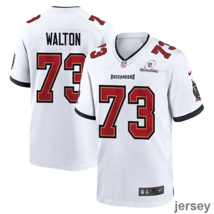 Brandon Walton 73 Tampa Bay Buccaneers 2024 Divisional Patch Game Men Jersey - White