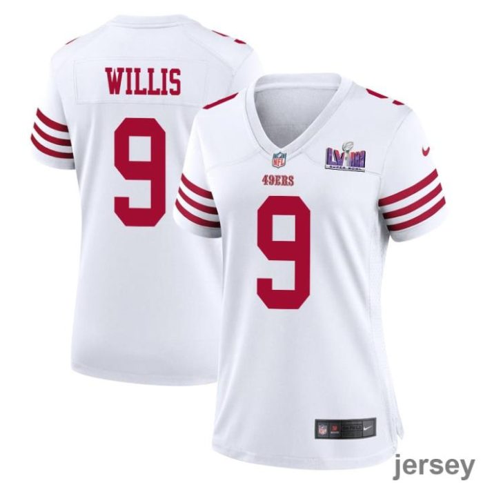 Brayden Willis 9 San Francisco 49ers Super Bowl LVIII Patch Game Women Jersey - White