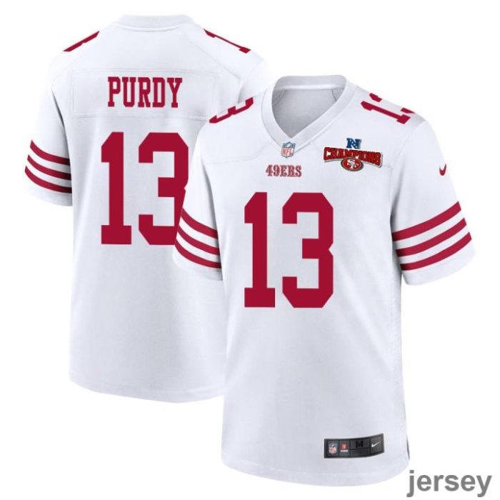 Brock Purdy 13 San Francisco 49ers NFC Champions Patch Game Men Jersey - White