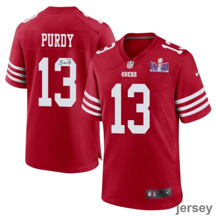 Brock Purdy 13 Signed San Francisco 49ers Super Bowl LVIII Game Men Jersey - Scarlet