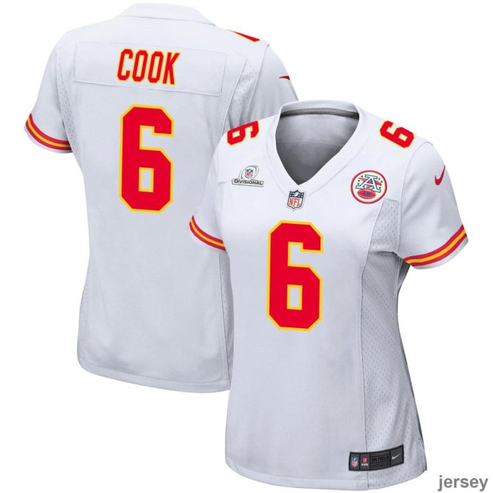 Bryan Cook 6 Kansas City Chiefs 2024 Divisional Patch Game Women Jersey - White