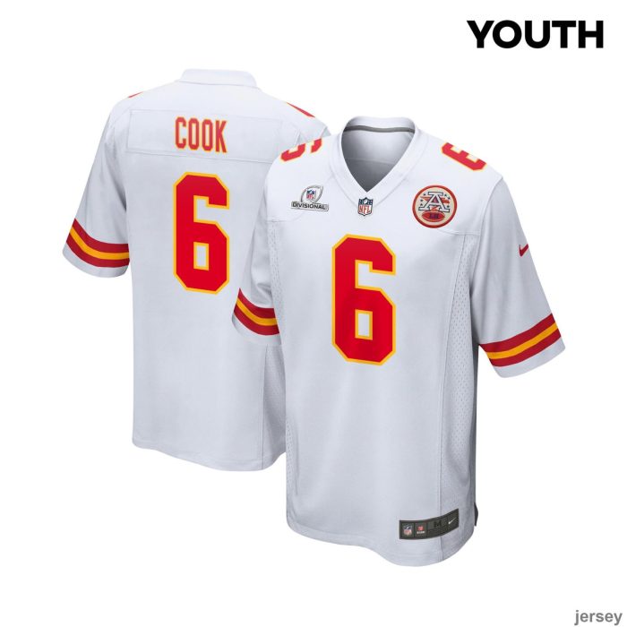 Bryan Cook 6 Kansas City Chiefs Super Bowl LVIII Patch Game YOUTH Jersey - White