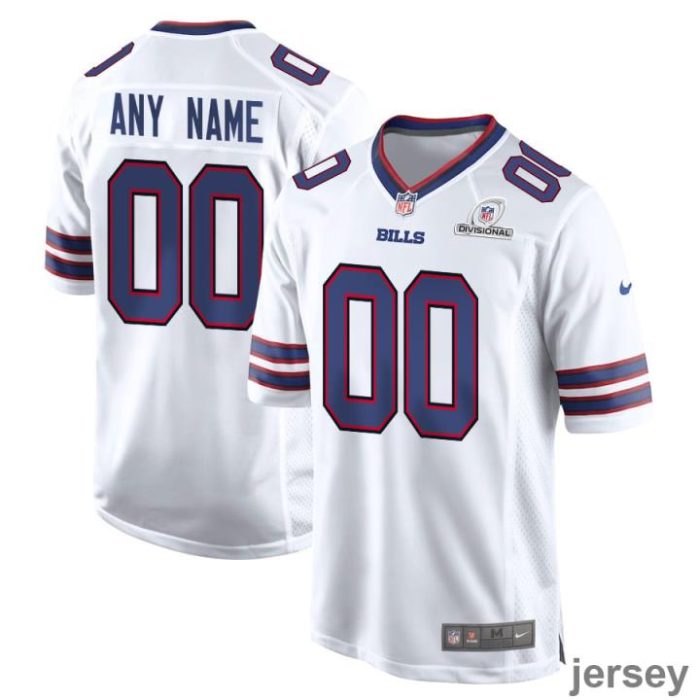 Buffalo Bills 2024 Divisional Patch Game Men Custom Jersey - White