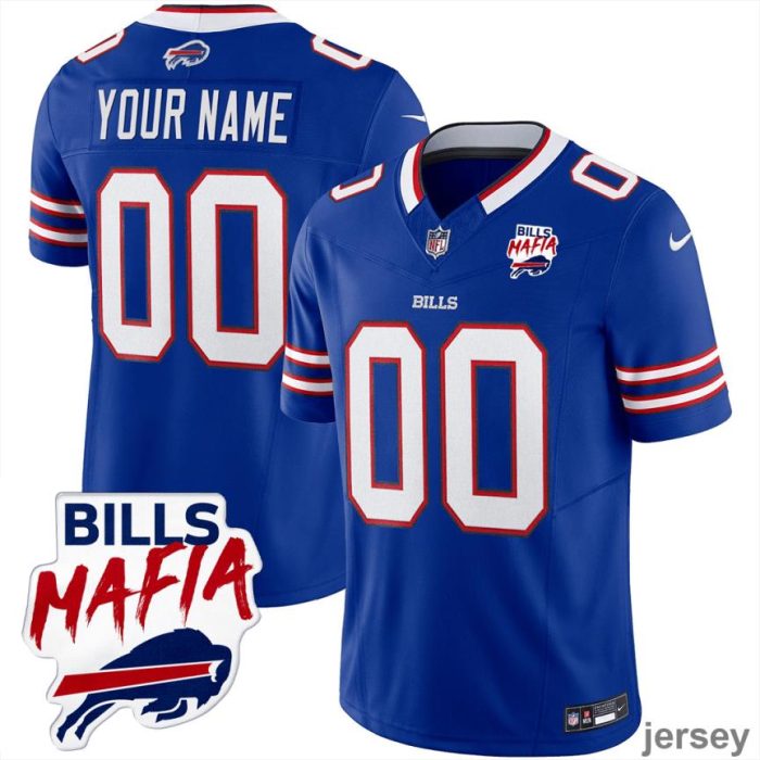 Buffalo Bills Bills Mafia Patch Game Men Custom Jersey - Royal