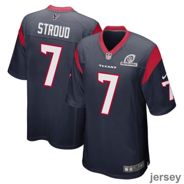 C.J. Stroud 7 Houston Texans 2024 Divisional Patch Game Men Jersey - Navy