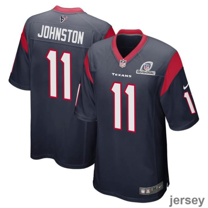 Cameron Johnston 11 Houston Texans 2024 Divisional Patch Game Men Jersey - Navy