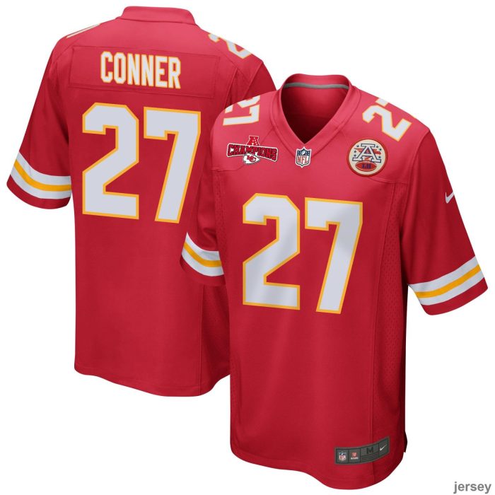 Chamarri Conner 27 Kansas City Chiefs AFC Champions Patch Game Men Jersey - Red