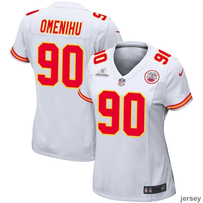 Charles Omenihu 90 Kansas City Chiefs 2024 Divisional Patch Game Women Jersey - White