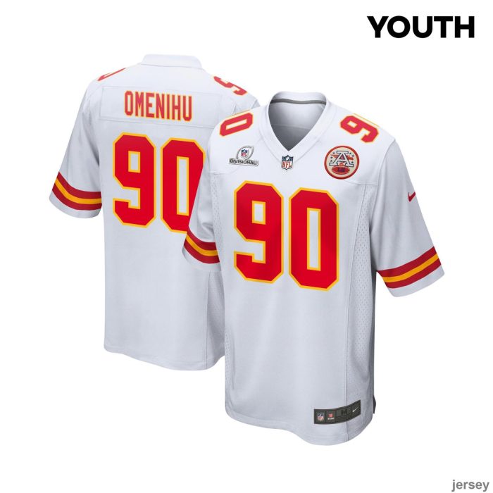 Charles Omenihu 90 Kansas City Chiefs 2024 Divisional Patch Game YOUTH Jersey - White