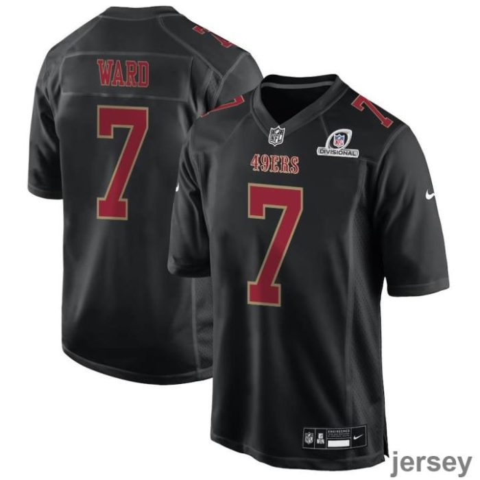 Charvarius Ward 7 San Francisco 49ers 2024 Divisional Patch Fashion Game Men Jersey - Carbon Black