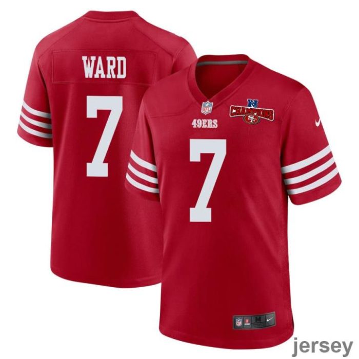 Charvarius Ward 7 San Francisco 49ers NFC Champions Patch Game Men Jersey - Scarlet