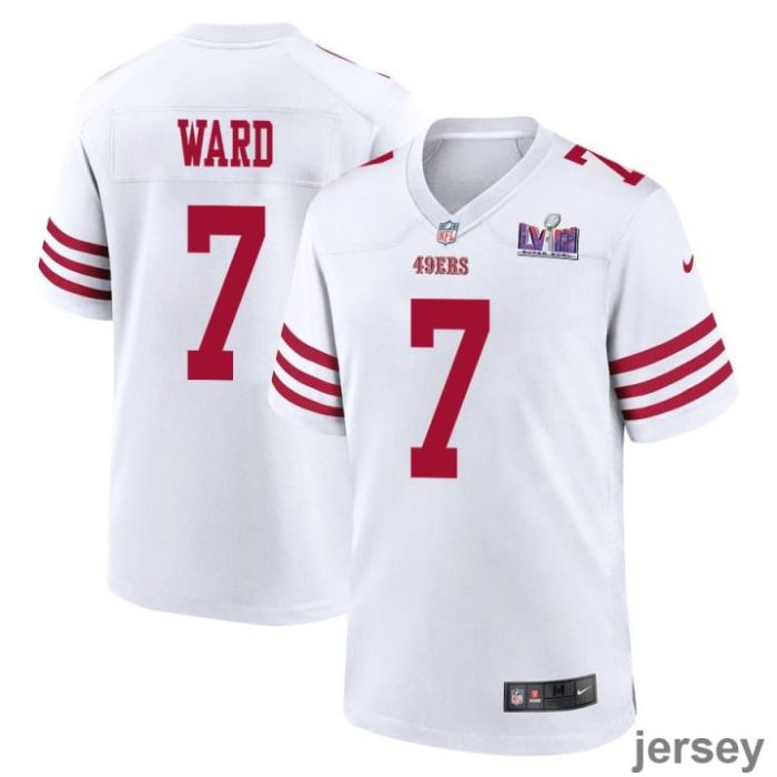 Charvarius Ward 7 San Francisco 49ers Super Bowl LVIII Patch Game Men Jersey - White