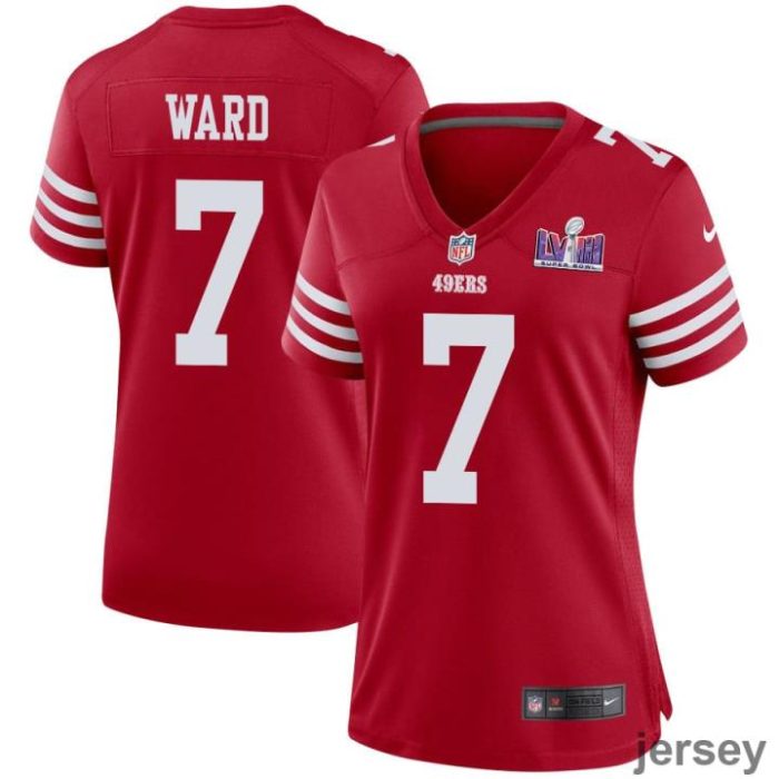 Charvarius Ward 7 San Francisco 49ers Super Bowl LVIII Patch Game Women Jersey - Scarlet