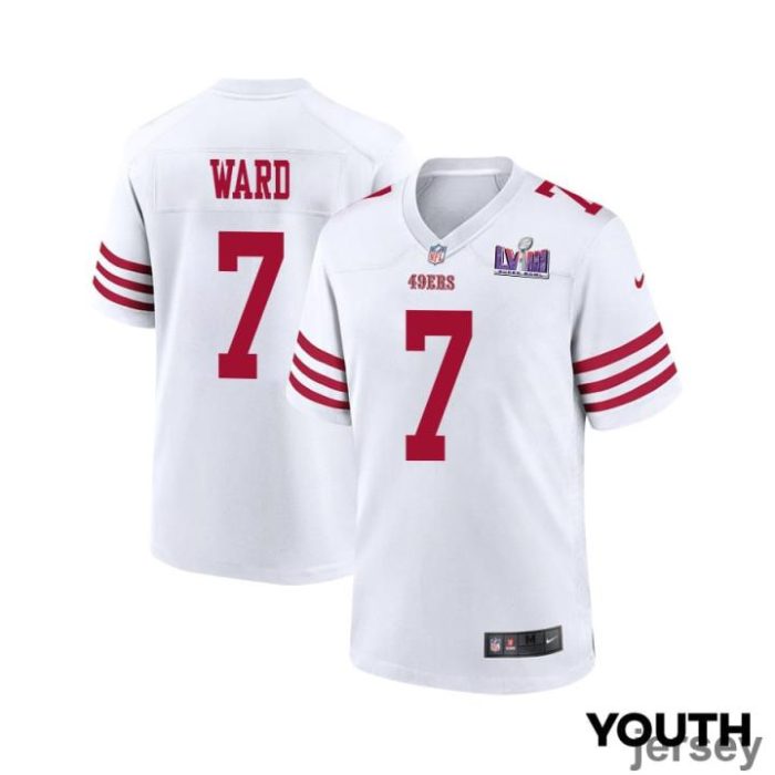 Charvarius Ward 7 San Francisco 49ers Super Bowl LVIII Patch Game YOUTH Jersey - White