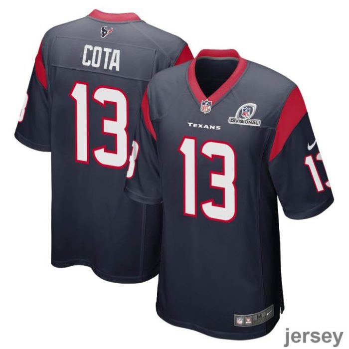 Chase Cota 13 Houston Texans 2024 Divisional Patch Game Men Jersey - Navy