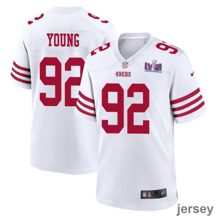 Chase Young 92 San Francisco 49ers Super Bowl LVIII Patch Game Men Jersey - White