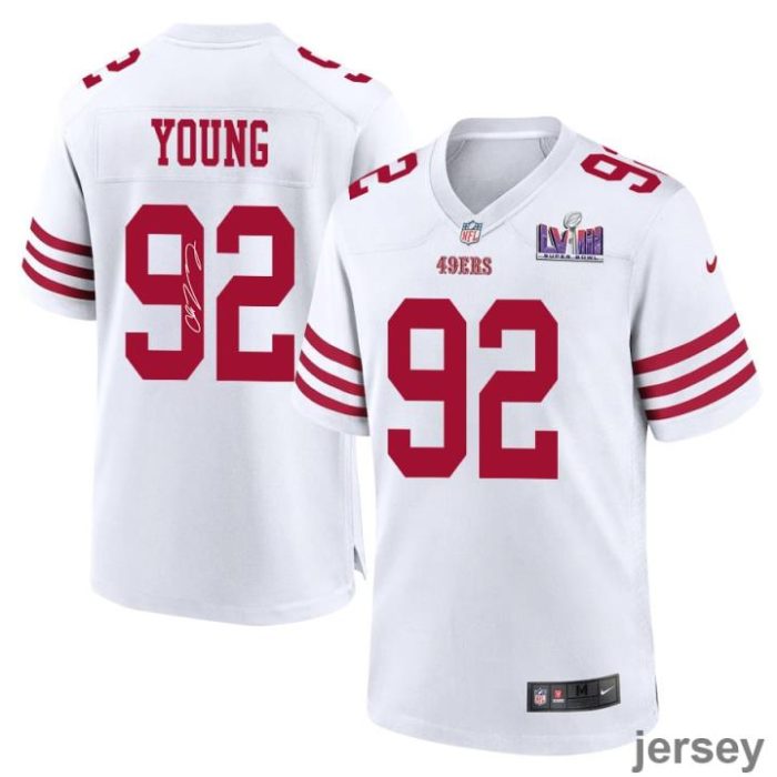 Chase Young 92 Signed San Francisco 49ers Super Bowl LVIII Game Men Jersey - White