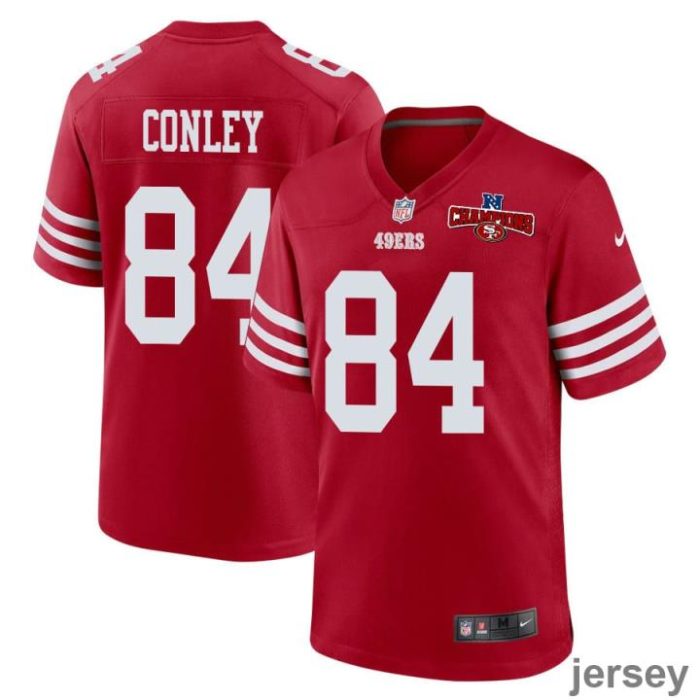 Chris Conley 84 San Francisco 49ers NFC Champions Patch Game Men Jersey - Scarlet