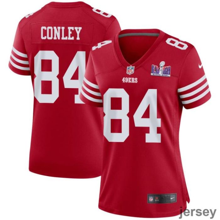 Chris Conley 84 San Francisco 49ers Super Bowl LVIII Patch Game Women Jersey - Scarlet