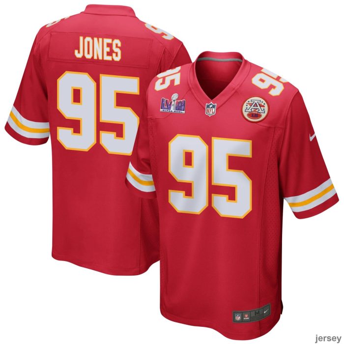 Chris Jones 95 Kansas City Chiefs Super Bowl LVIII Patch Game Men Jersey - Red