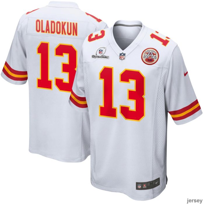 Chris Oladokun 13 Kansas City Chiefs 2024 Divisional Patch Game Men Jersey - White