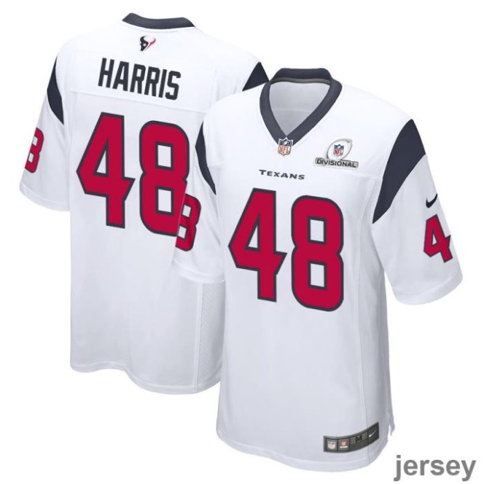 Christian Harris 48 Houston Texans 2024 Divisional Patch Game Men Jersey - White