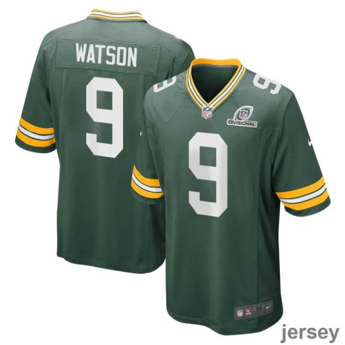 Christian Watson 9 Green Bay Packers 2024 Divisional Patch Game Men Jersey - Green